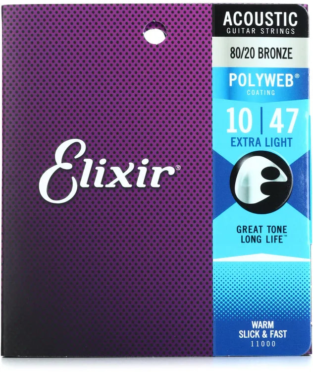 エリクシール Elixir Acoustic Guitar Strings Polyweb 80/20 Bronze